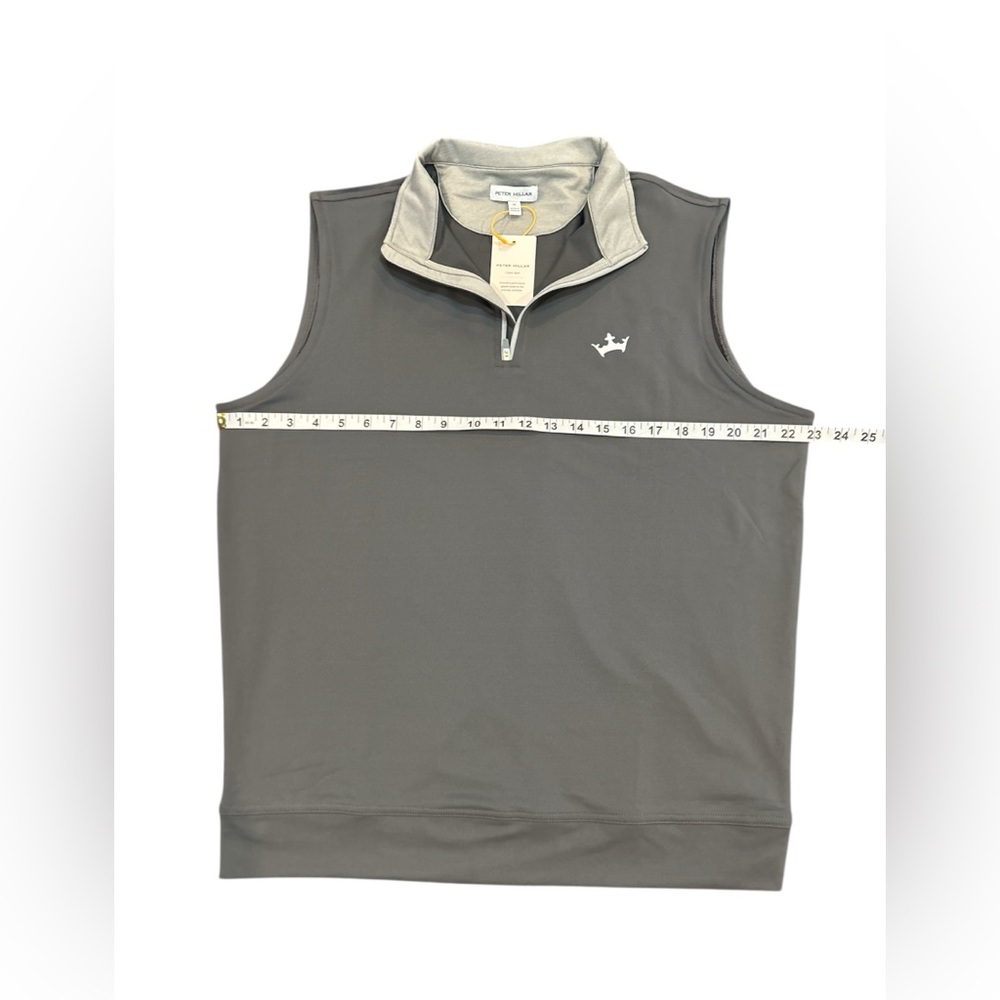 Peter Millar Size Medium Iron Galway Stretch Loop Terry Quarter Zip Vest NWT - Picture 2 of 6